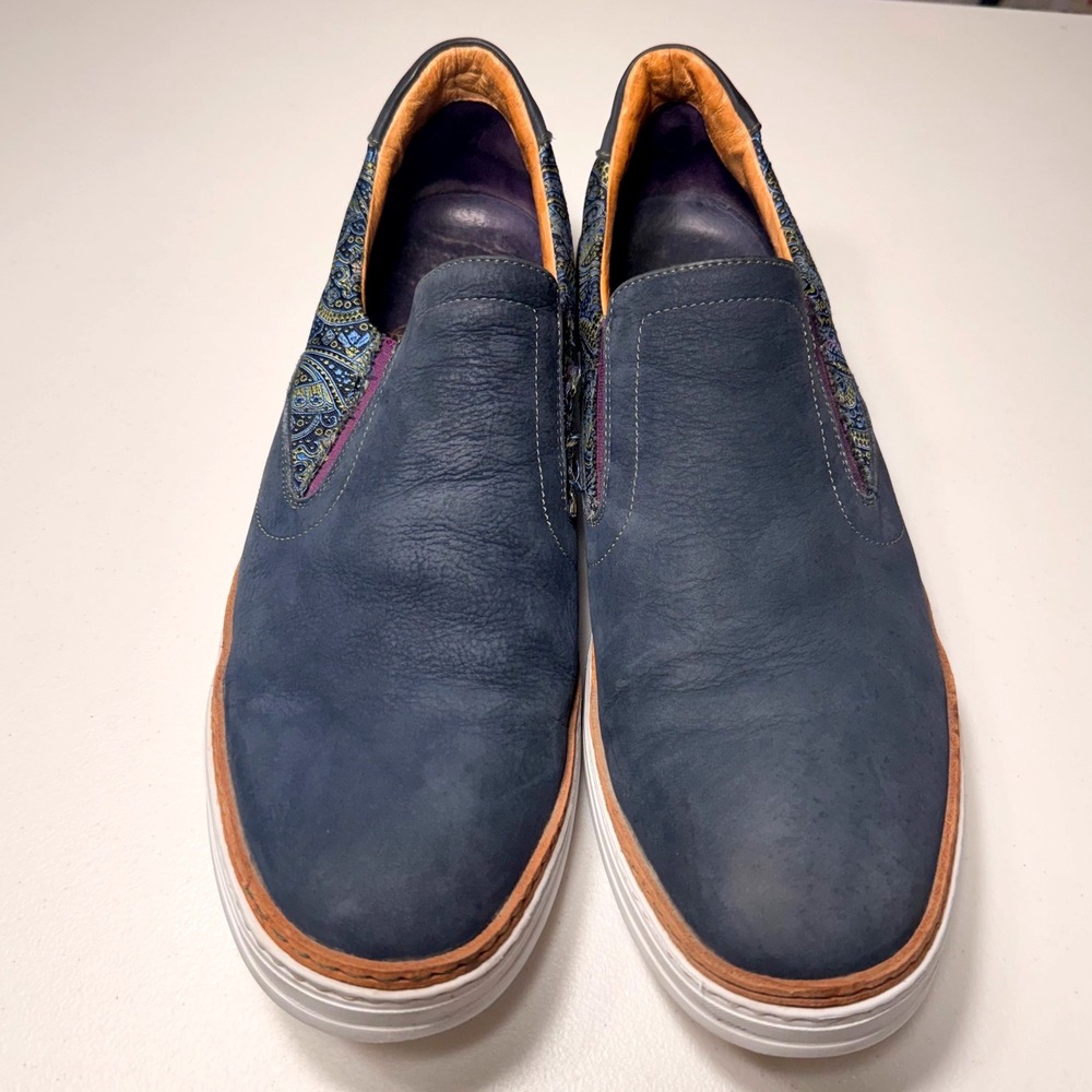 Robert Graham Paisley Leather Slip On Sneakers Made in Italy Blue Mens 13D - Picture 3 of 14